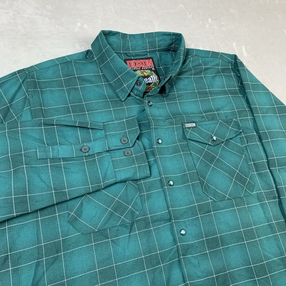 Dixxon Flannel Co The Wreath Shirt Mens XL Green Plaid Pearl Snap Long Sleeve
